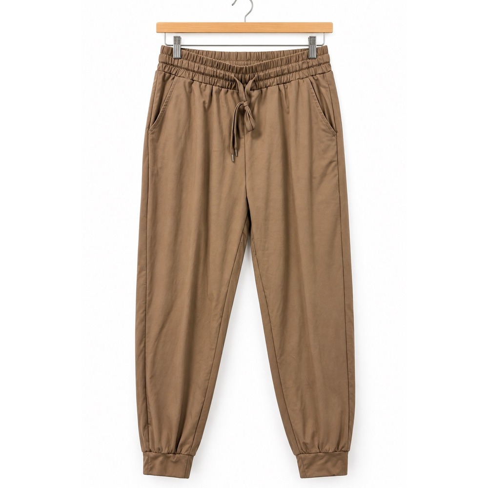 Brown High Waisted Joggers Drawstring Elastic Waist Lounge Pants Size M